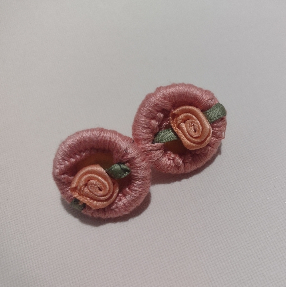 Elegant Peach Floral Stud Earrings ( Designed By Me, Handmade)